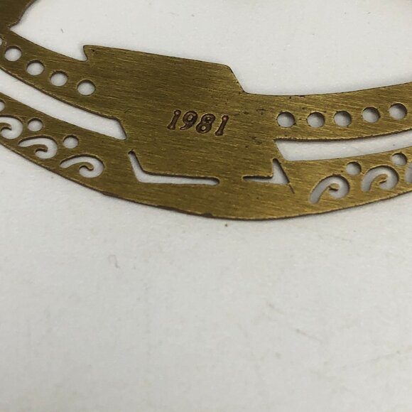 Vintage Flat Brass 1981 Christmas Ornament Rocking Horse Decoration - Picture 2 of 5